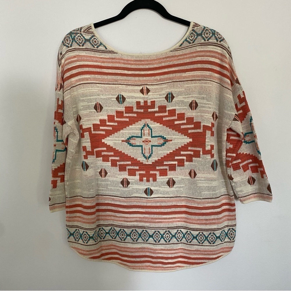 Bass Pro Southwestern Aztec Patterned Tunic Sweater - Picture 2 of 5